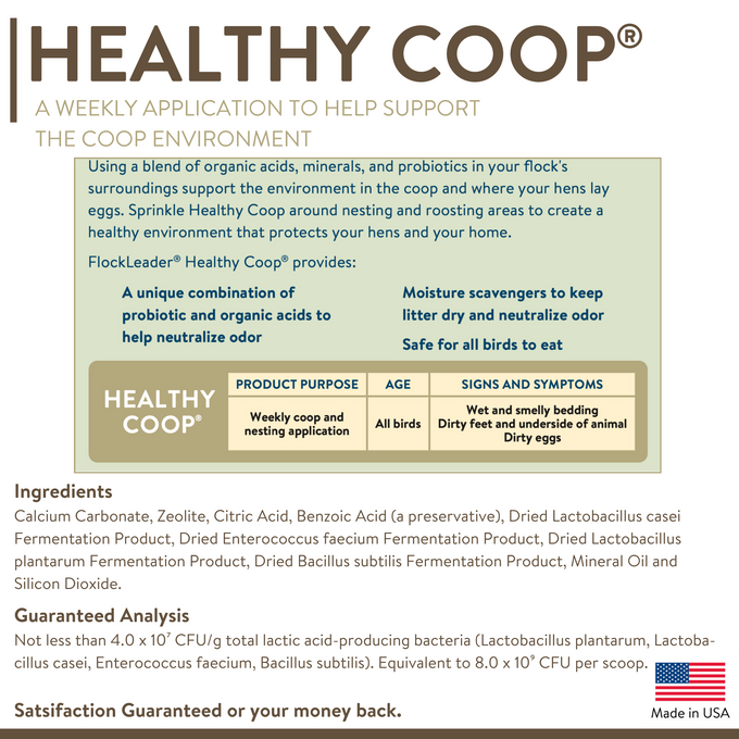 HEALTHY COOP - Litter Additive for Chicken Coop with Probiotic & Acidifier, Reduces Odor, Wetness & Bacteria